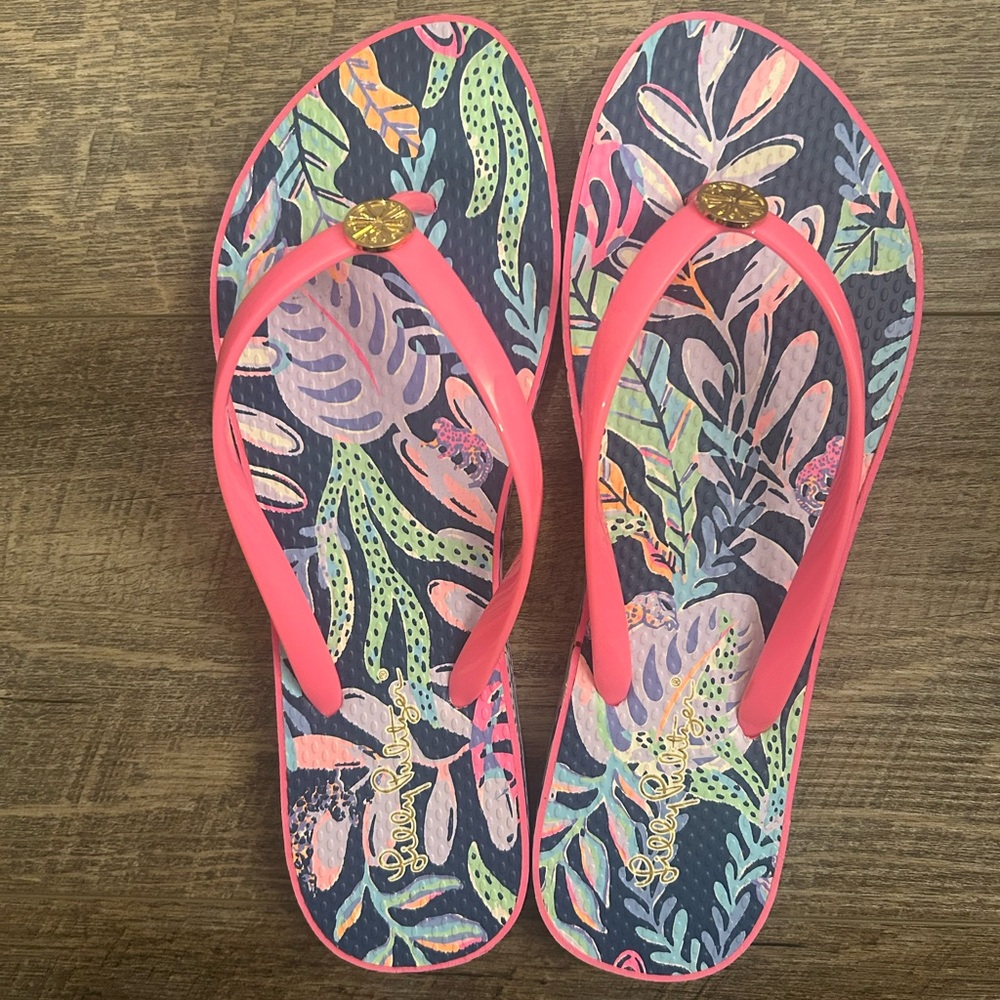 Lilly Pulitzer Pink Tropical Sandals